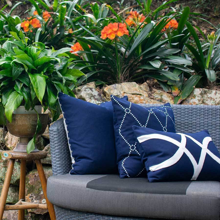 Outdoor Dots Navy Medium Cushion 50 x 50 cm-abc