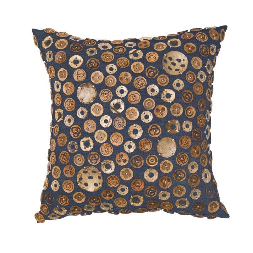 Wood Coconut Buttons Navy Medium Cushion 50 x 50 cm-abc