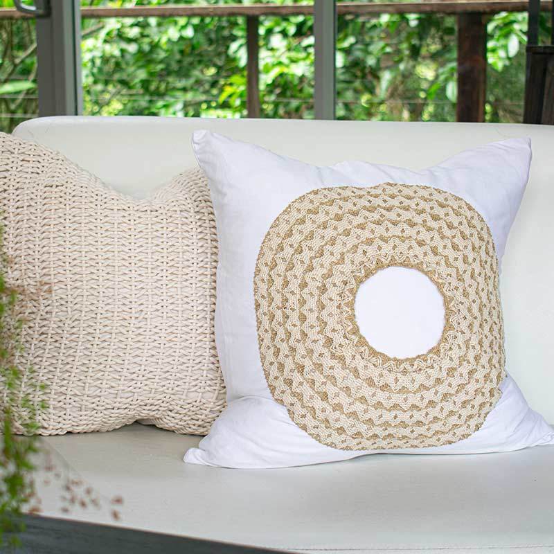 African Badge White Lounge Cushion 50 x 50cm-abc