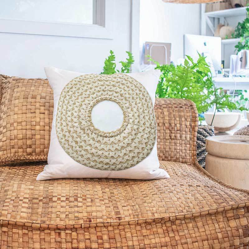 African Badge White Lounge Cushion 50 x 50cm-abc