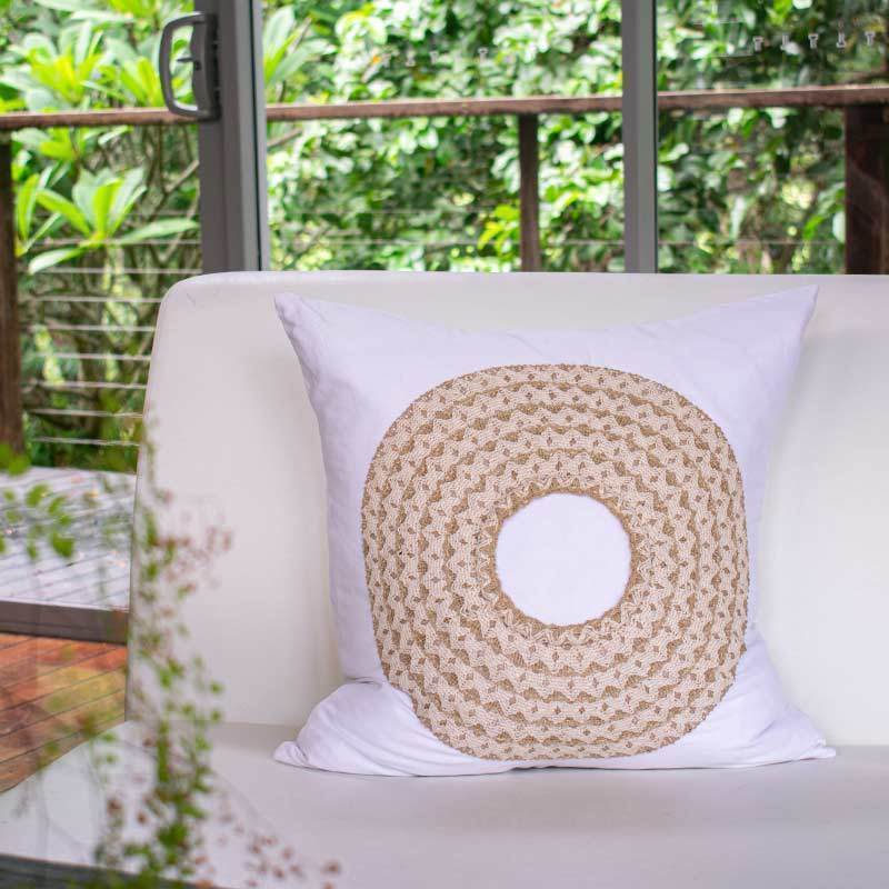 African Badge White Lounge Cushion 50 x 50cm-abc