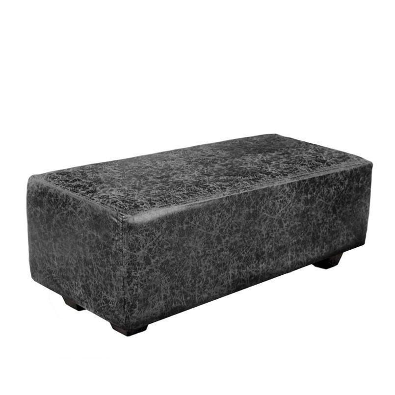 Ottoman Chaise Beaten Leatherette Black-abc