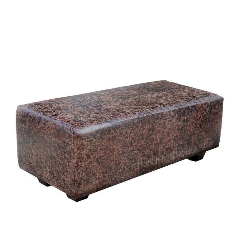 Ottoman Chaise Beaten Leatherette Chocolate-abc