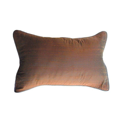 Dupion Dark Choc Rectangle Cushion 30x46cm-abc