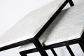 Set of 2 Stone Side Tables with Black Base-abc