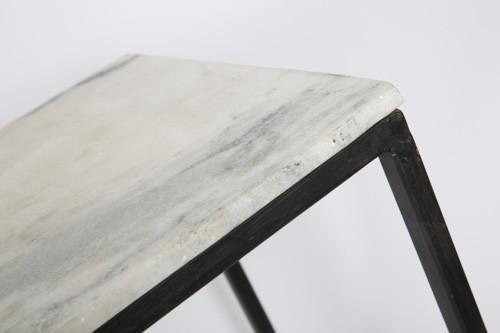 Set of 2 Stone Side Tables with Black Base-abc