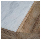 Geo Mango Wood Side Table with White Marble-abc
