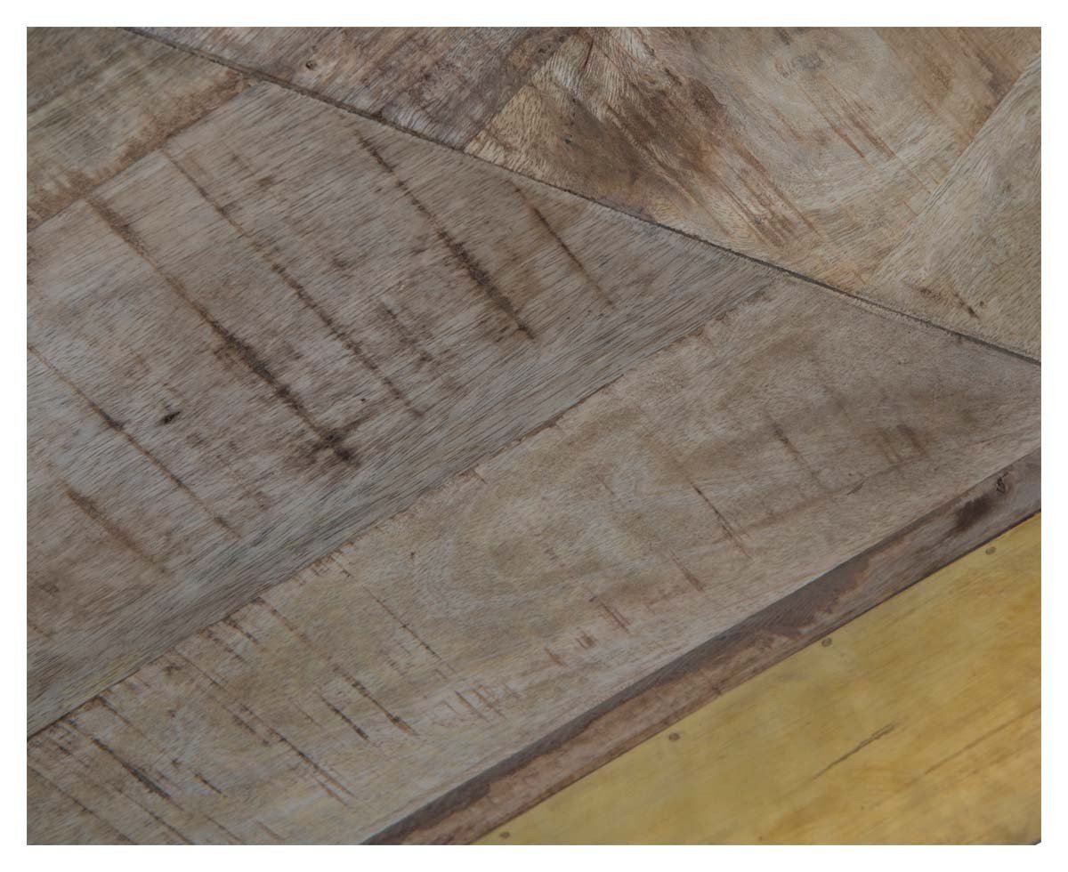 Geo Mango Wood Side Table with White Marble-abc