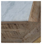 Geo Mango Wood Side Table with White Marble-abc