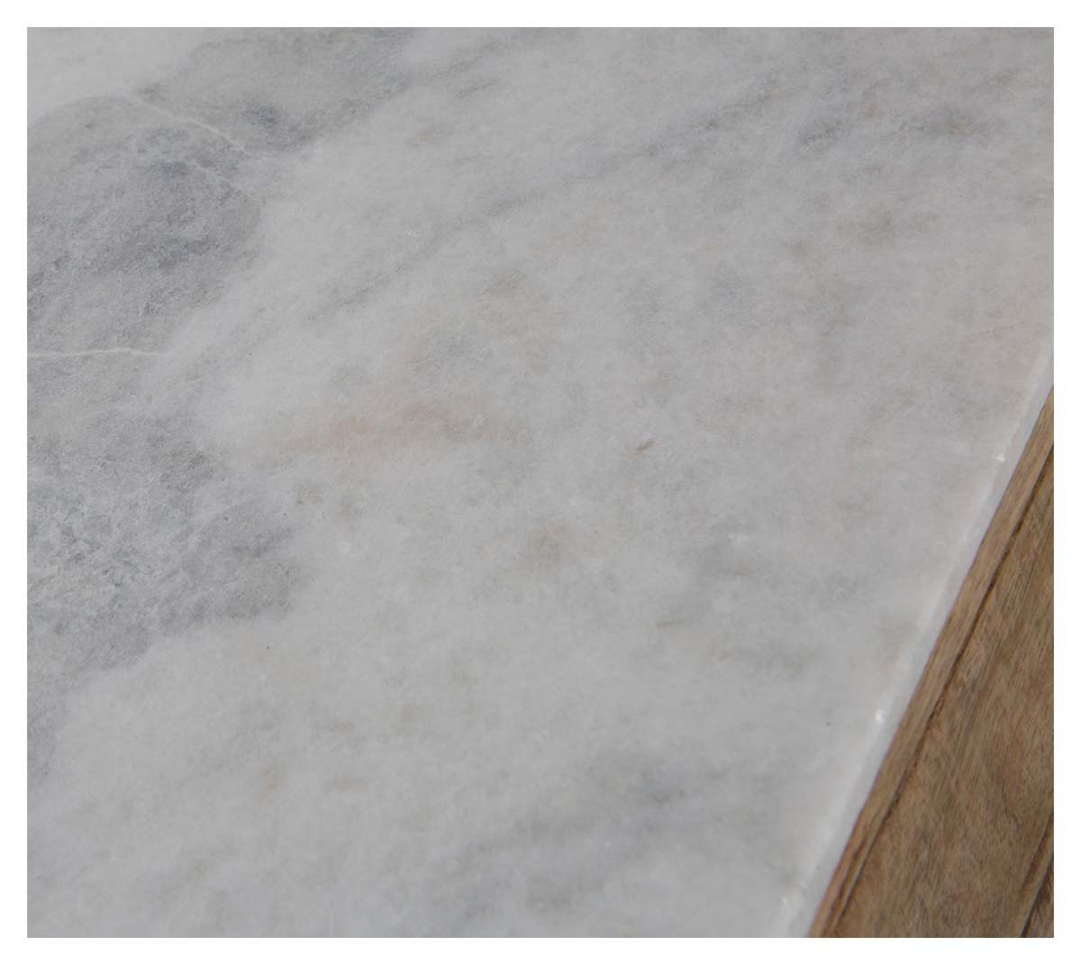 Geo Mango Wood Side Table with White Marble-abc