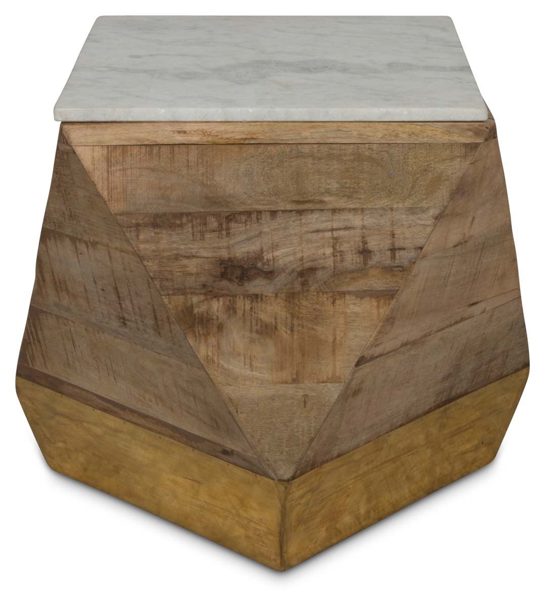 Geo Mango Wood Side Table with White Marble-abc