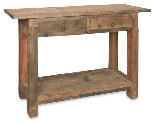 Recycled Wood Two Drawer Console-abc