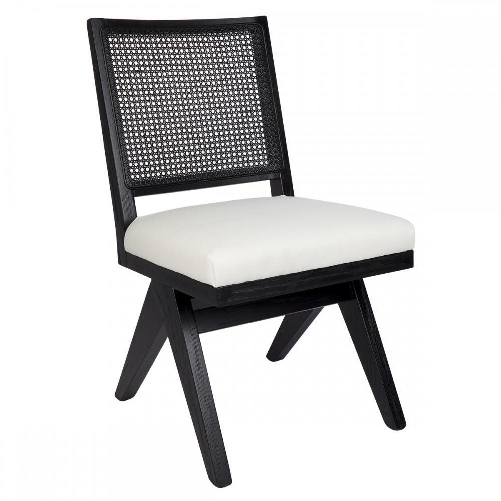 The Imperial Dining Chair - Black Frame w White Linen-abc