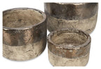 Set of 3 Metallic Fade Ceramic Planters - Bronze/Natural-abc