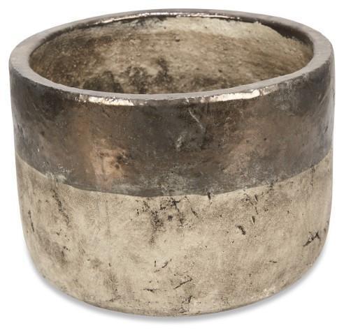 Set of 3 Metallic Fade Ceramic Planters - Bronze/Natural-abc