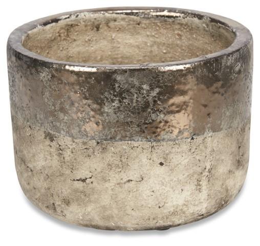 Set of 3 Metallic Fade Ceramic Planters - Bronze/Natural-abc