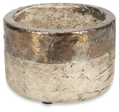 Set of 3 Metallic Fade Ceramic Planters - Bronze/Natural-abc