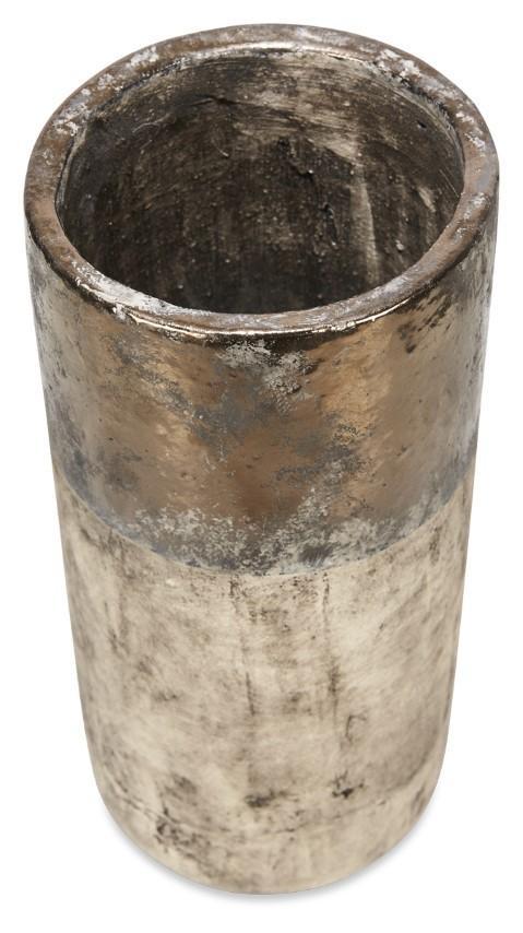 Metallic Fade Ceramic Tall Vase - Bronze/Natural-abc