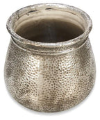 Rustic Ceramic Tall Beaten Planter Medium - Silver-abc