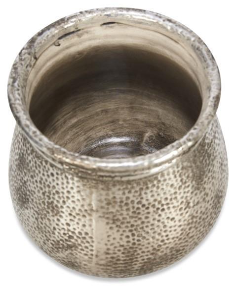 Rustic Ceramic Tall Beaten Planter Medium - Silver-abc