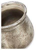 Rustic Ceramic Tall Beaten Planter Medium - Silver-abc