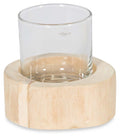 Arthur Round Teak and Glass Candle Holder-abc