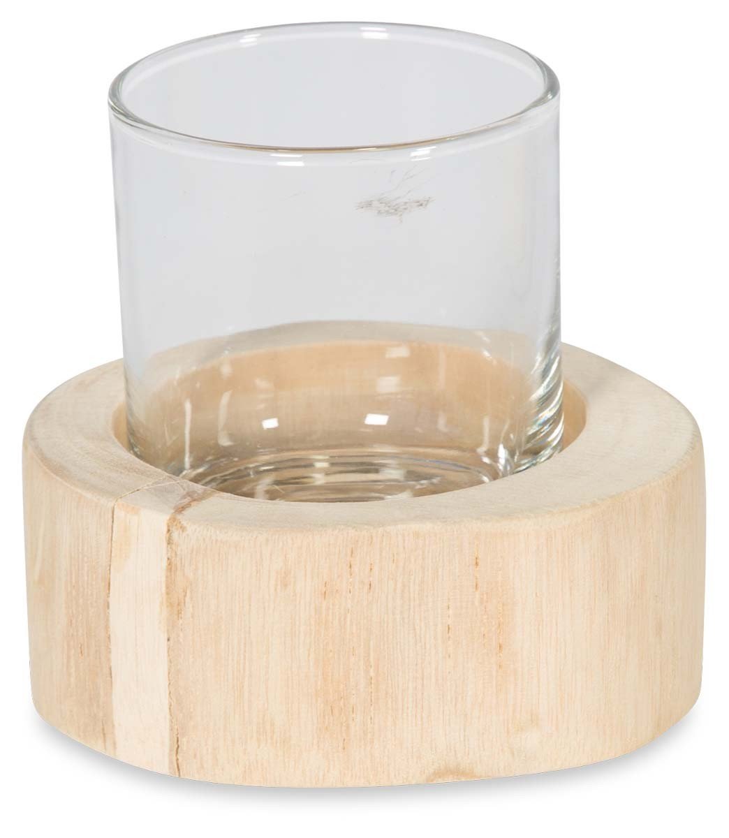 Arthur Round Teak and Glass Candle Holder-abc