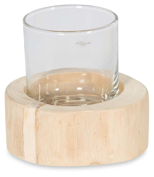 Arthur Round Teak and Glass Candle Holder-abc