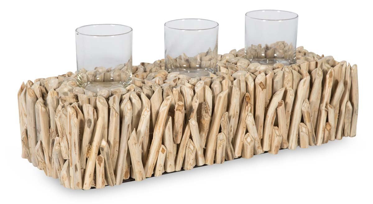Semarang Teak Branch 3 Candle Holder-abc