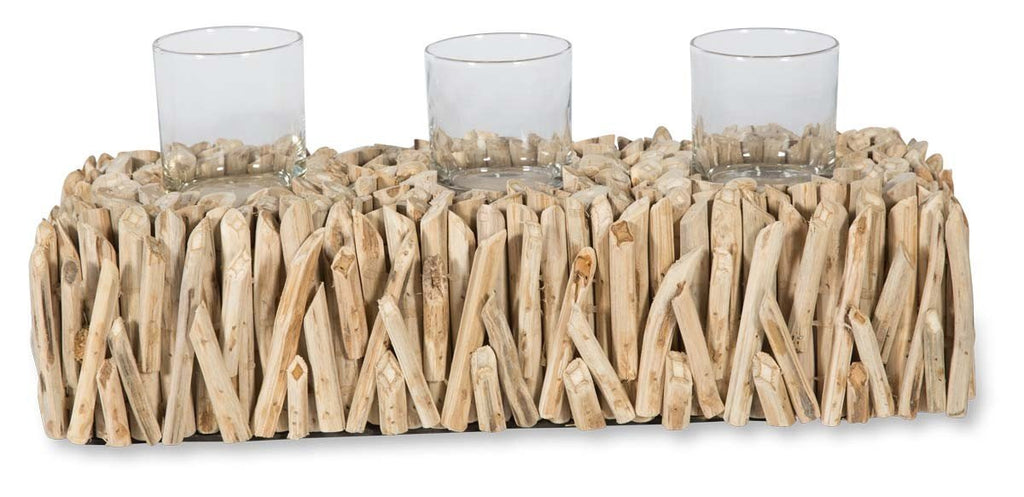 Semarang Teak Branch 3 Candle Holder-abc