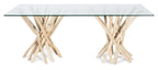 Semarang 10mm Tempered Glass Top Dining Table with Teak Branch Base-abc
