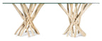 Semarang 10mm Tempered Glass Top Dining Table with Teak Branch Base-abc