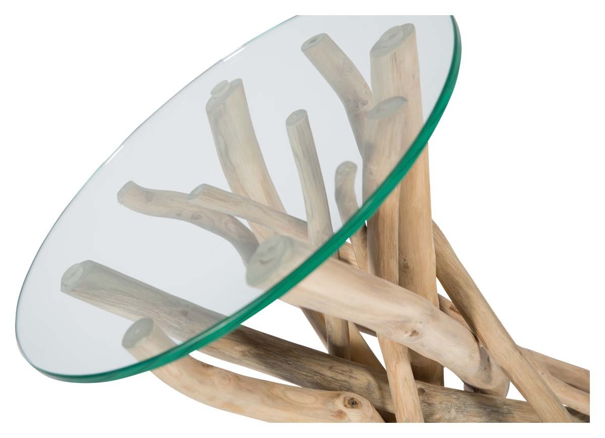 Semarang 10mm Tempered Glass Top Teak Branch Base Side Table-abc