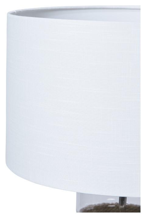Clear Cylinder Glass Table Lamp with Rope Detail - Clear/White/Brown-abc