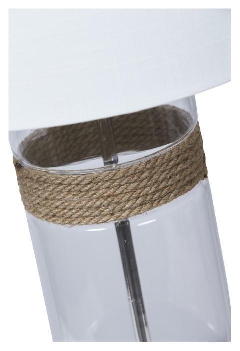 Clear Cylinder Glass Table Lamp with Rope Detail - Clear/White/Brown-abc