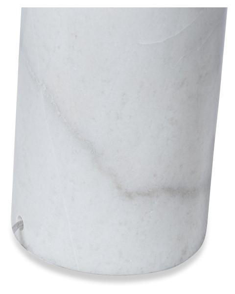 White Cylinder Marble Table Lamp with Linen Shade - White-abc