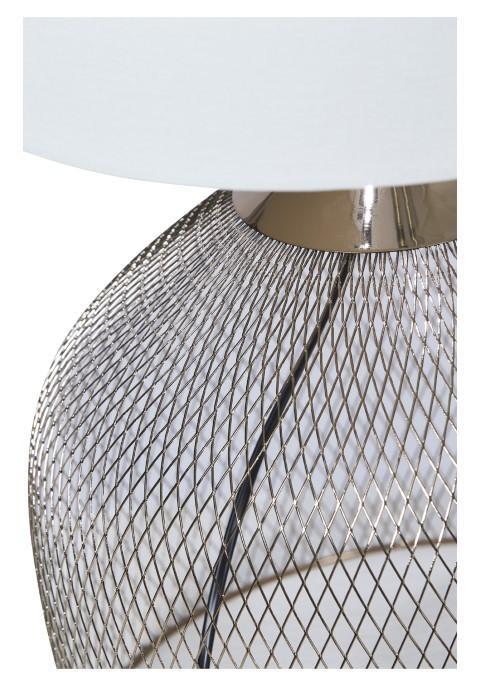 Mesh Metal Table Lamp with Linen Shade - Rose Gold-abc