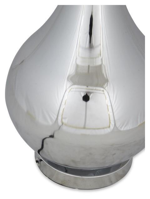 Chrome Metal Bottle Table Lamp with Linen Shade - Chrome-abc