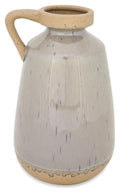 Grecian Ceramic Urn Small - Soft Grey/Natural-abc