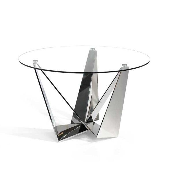 Radiance Round Dining Table Glass Silver-abc