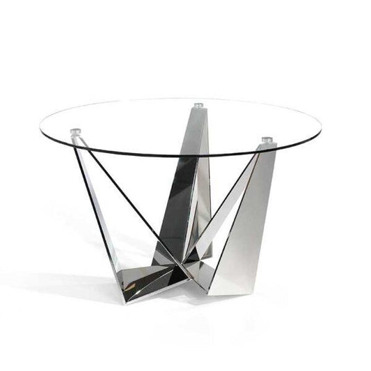 Radiance Round Dining Table Glass Silver-abc