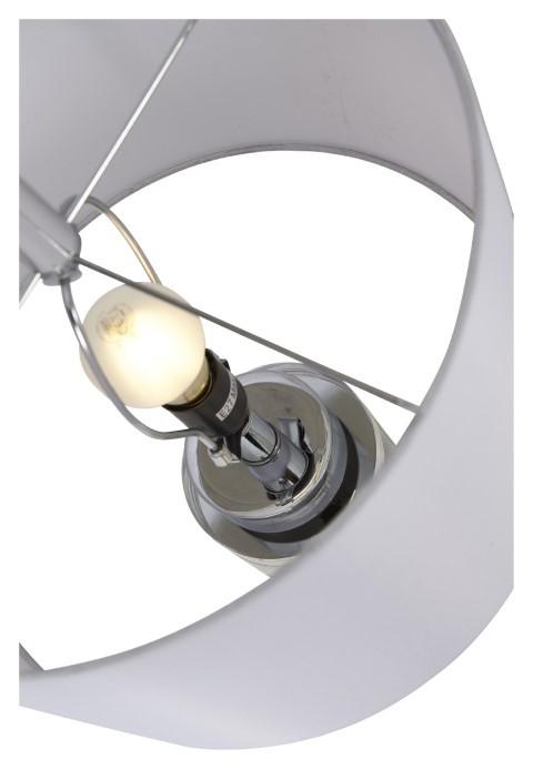 Valerie Tall Crystal & Metal Table Lamp with Off white Linen Shade - Chrome/Clear-abc