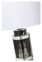 Valerie Tall Crystal & Metal Table Lamp with Off white Linen Shade - Chrome/Clear-abc
