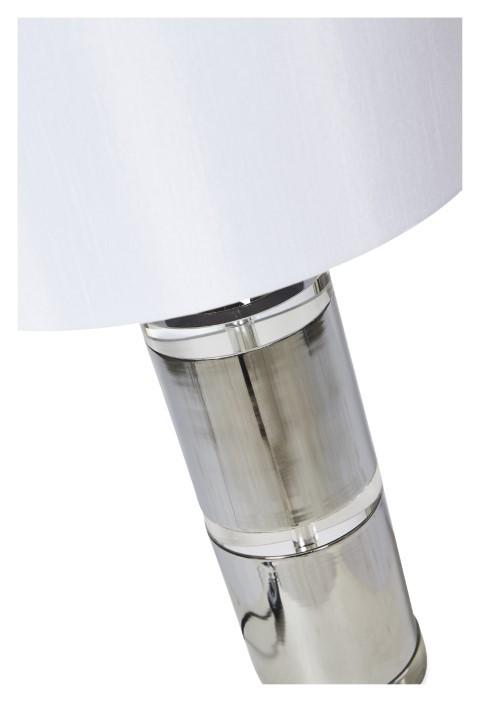 Valerie Tall Crystal & Metal Table Lamp with Off white Linen Shade - Chrome/Clear-abc