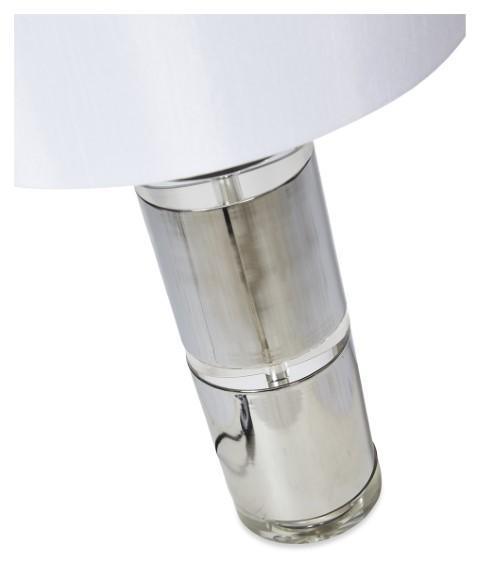 Valerie Tall Crystal & Metal Table Lamp with Off white Linen Shade - Chrome/Clear-abc