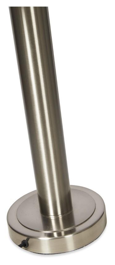 Contemporary Tall Metal Table Lamp with Oatmeal Linen Shade - Brush Nickel Finish-abc