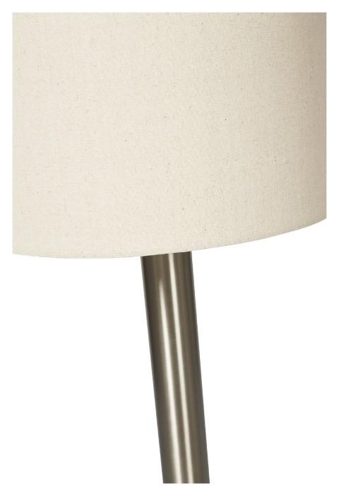 Contemporary Tall Metal Table Lamp with Oatmeal Linen Shade - Brush Nickel Finish-abc
