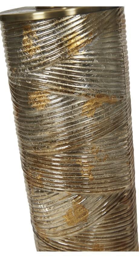 Opulent Glass and Metal Table Lamp with Cream Linen Shade - Antique Brass-abc