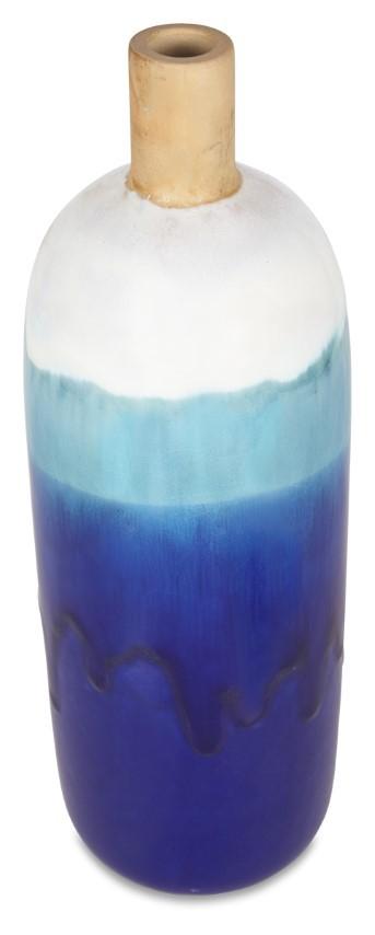Ceramic Azure Glazed Vase Small - Blue/Natural-abc