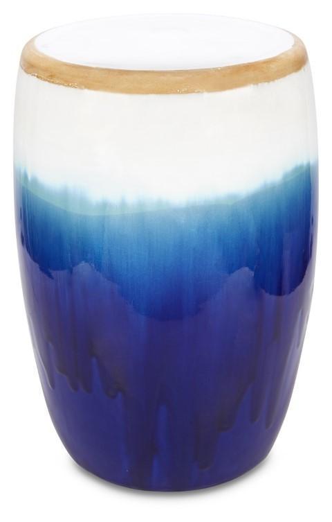 Ceramic Azure Glazed Stool - Blue/Natural-abc